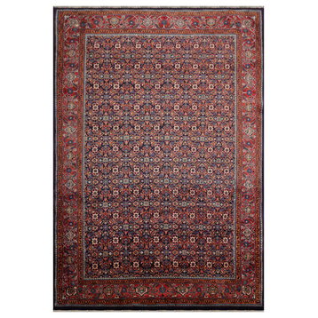06'10''x10'05'' Navy Salmon Hand Knotted Persian Wool Traditional Rug