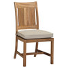 Summer Classics Set Of 2, Croquet Teak Side Chair, Linen Dove Cushion