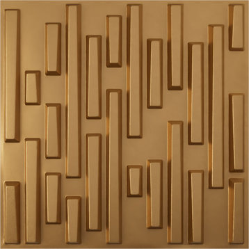 Staggered Brick EnduraWall Decorative 3D Wall Panel, 19.625"Wx19.625"H, Gold