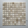 Non Slip Shower Floor Tumbled Crema Marfil Marble 1x1 Square Tile, 1 sheet