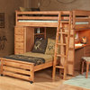 Chelsea Home Twin Over Twin Loft Bed with Chest and Desk Ends in Caramel