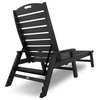 Polywood Nautical Chaise With Arms, Black