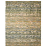 Nourison - Rhapsody Rug, Beige Blue, 5'6"x8' - This modern mix of European and Persian textile traditions takes visual excitement to a new level. The lively and sophisticated design presents flickering abstract shapes on an intricately striated ground. The complex color story is a vivid spectrum of jewel tones. Unique and dazzling! 80% Wool 20% Nylon Powerloomed.