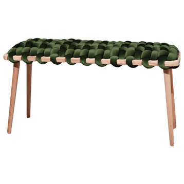 Woven Bench, Olive Green, 37"