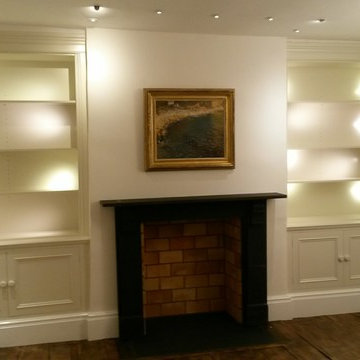 Bookcases fitted into alcoves