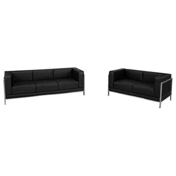Flash Furniture Hercules Imagination Series Black Leather Sofa And Loveseat Set