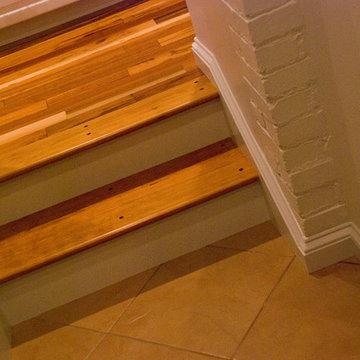 Detailing in steps accents with cherry plugs in oak planks.