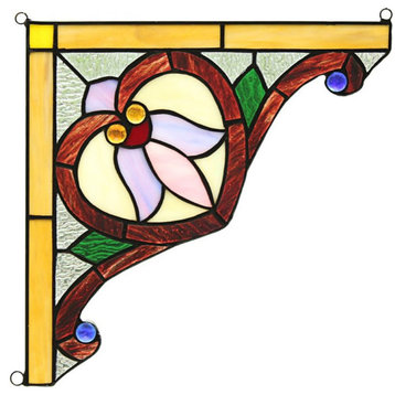 CHLOE Aristella Victorian Tiffany-glass Window Panel 10" Wide