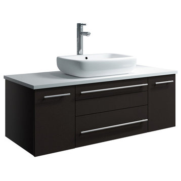 Lucera Wall Hung Bathroom Cabinet With Top & Vessel Sink, Espresso, 42"
