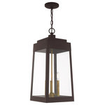 Livex Lighting - Transitional Outdoor Pendant Lantern, Bronze - This updated industrial design comes in a tapering solid brass bronze frame with a sleek, straight-lined look and features clear glass panels.