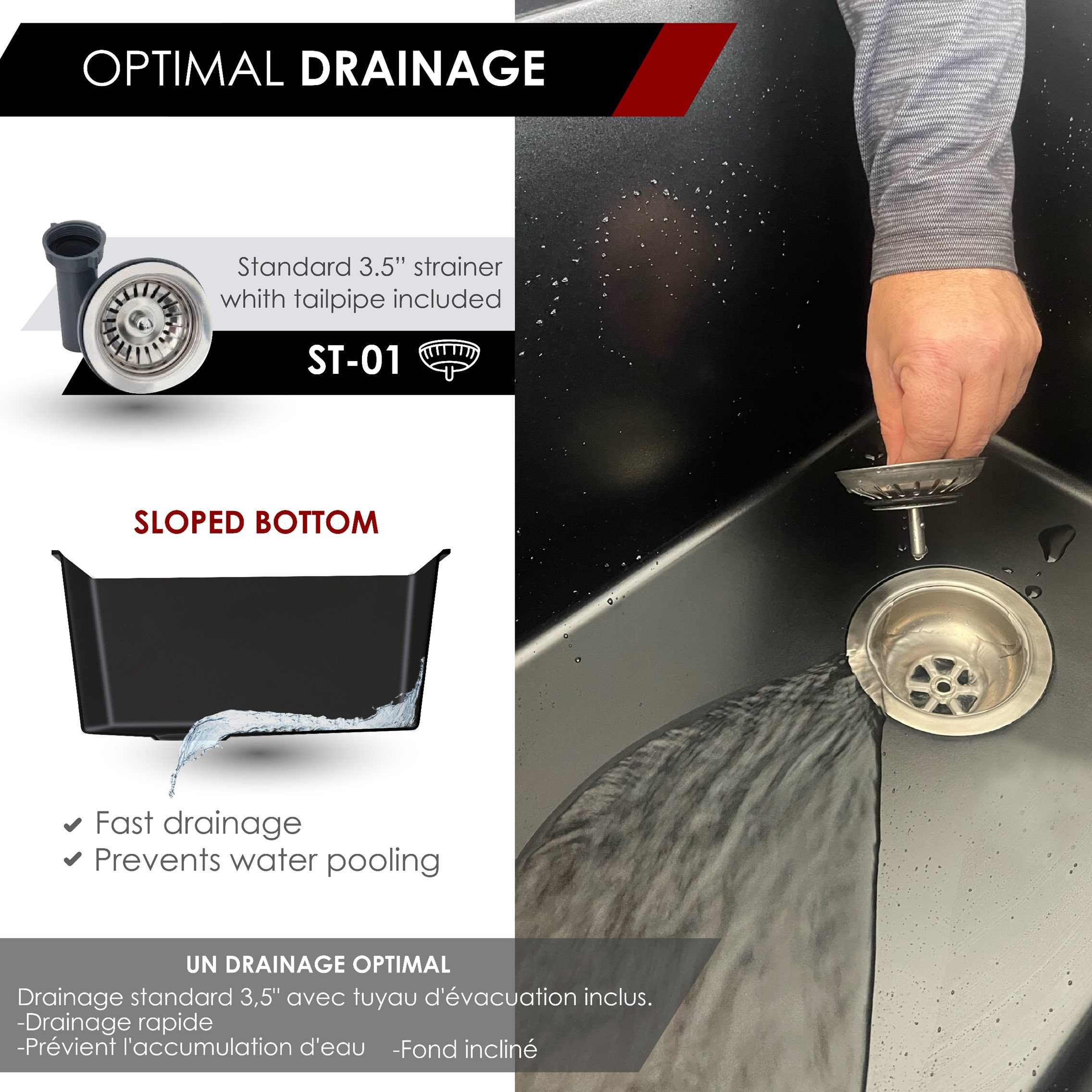 25 inch Dual Mount Single Bowl Black Granite Laundry Sink S-825N