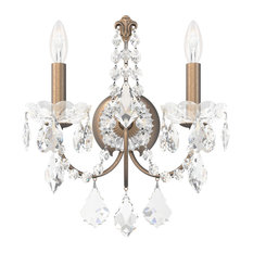 Schonbek 1702-23, 2 Light Crystal Sconce In Etruscan Gold