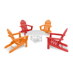 Folding Adirondack 5-Piece Conversation Group, Sunset Red/Tangerine