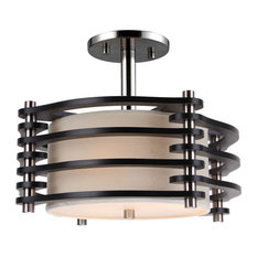 Steps 3-Light Wood and Fabric Semi-Flush, Espresso