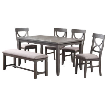 6-Piece Wood Dining Set, Gray