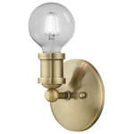 Livex Lighting - Lansdale 1 Light Antique Brass ADA Single Vanity Sconce - Simplicity and attention to detail are the key elements of the Lansdale collection.  The dimensional form, exposed bulbs and combination of finishes adds a playful mood to a contemporary or urban interior. This single-light sconce design gives a new face to a bedroom, hallway or a bathroom vanity.  It is shown in an antique brass finish.