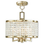 Livex Lighting - Grammercy Convertible Mini Chandelier, Winter Gold - Crystal strands strung in a decrotive shade design define this classically glamorous mini chandelier/semi flush mount in which the bulbs are completely shaded, allowing the light to shine through the K9 crystal for a warm, intimate lighting feel.