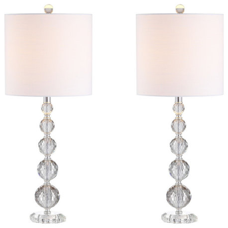 Nala 28.5" Crystal Table Lamp, Chrome, Set of 2