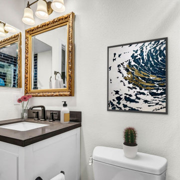 Aliso Viejo Bathroom – Vanity with Gold-Framed Mirrors & Modern Fixtures