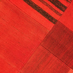 Striking Red Kilim Patchwork Rug - Area Rugs