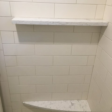 MASTER BATHROOM - Shower 4 x 12 Subway Walls, Penny Tile Floor, 12 x 24 Floor