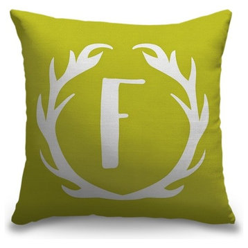 "Letter F - Grunge Antlers" Outdoor Pillow 20"x20"