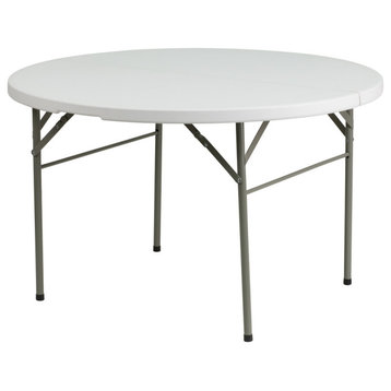 48" Round Bi-Fold Granite White Plastic Folding Table