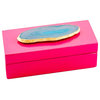 Petite Agate Lacquer Box, Pink and Teal