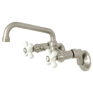 KS613SN 6" Adjustable Center Wall Mount Kitchen Faucet, Brushed Nickel