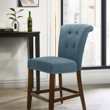 Auggie Fabric Counter Height Chair with Nailhead Trim