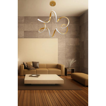 White/Gold Aluminum Chandelier With 3 color LED Technology