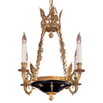 Signature 4-Light Chandeliers, Dore Gold With Black Accents