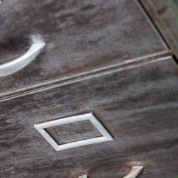 Maurizio Reclaimed Stripped & Distressed Vintage 1950s Steel 4 Drawer Cabinet - Filing Cabinets
