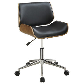 Coaster Addington Adjustable Curved Seat Faux Leather Office Chair in Black