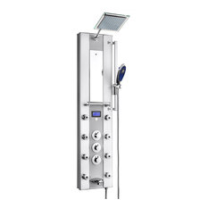 AKDY Thermostatic Aluminum Shower Panel Tower With Rainfall Shower Head, 52"