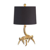 Modern Lodge Gold Antler Table Lamp, Contemporary Black Shade