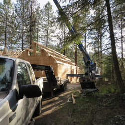 Hybrid Log & Framing Home Under Construction - Building Materials