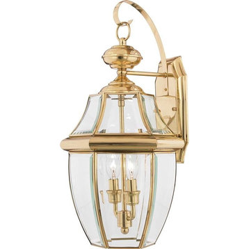 Newbury 2-Light Outdoor Wall Lantern in Polished Brass