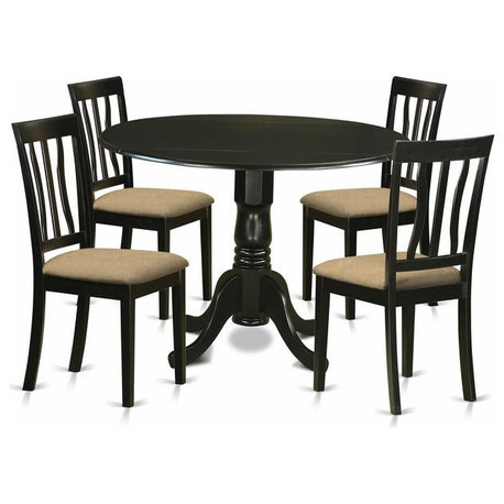 5-Piece Table Set, Dining Table and 4 Kitchen Chairs, Black