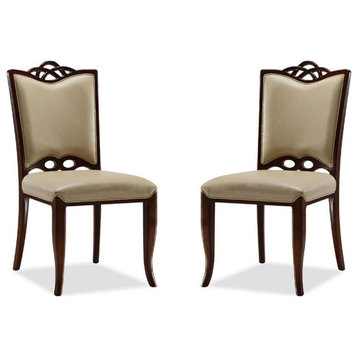 Manhattan Comfort Regent 18.5" Faux Leather Dining Chair in Cream (Set of 2)