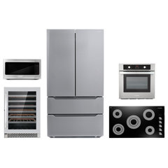 Cosmo 4 Piece Kitchen Appliance Package 30 Electric Cooktop 30 Wall Mount  Range Hood 24 Single Electric Wall Oven & 24.4 Countertop Microwave