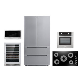 5 Piece Kitchen Package with French Door Refrigerator & 36 Electric Cooktop & Wall Oven Cosmo COS-5PKG-098