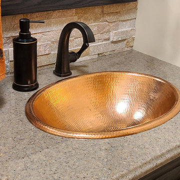 19" Oval Under Counter Hammered Copper Bathroom Sink in Polished Copper (LO19FPC