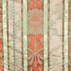Orange lilac pink silk floral damask fabric Clarence House Anjou - Upholstery Fabric
