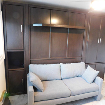 Sofa Murphy Wall Bed with Lighted Shelf Leg and Hidden Cabinet Desk