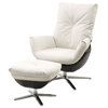 Rio Modern Two-Toned Swivel Chair & Ottoman Set, White/Black