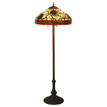 Meyda Tiffany 103185 Vintage Pinecone Three Light Floor Lamp - Burgundy