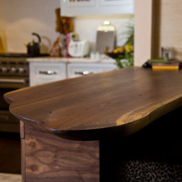 Walnut Kitchen Island and Cabinet