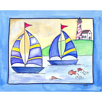 Summer Sailing, Ready To Hang Canvas Kid's Wall Decor, 24 X 30