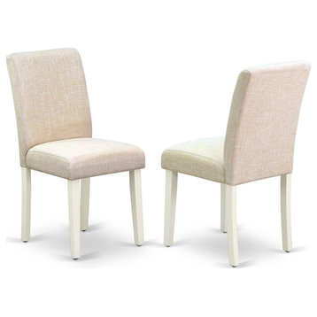 Abbott Parson Chair, Linen White Leg and Linen Fabric Light Beige, Set of 2